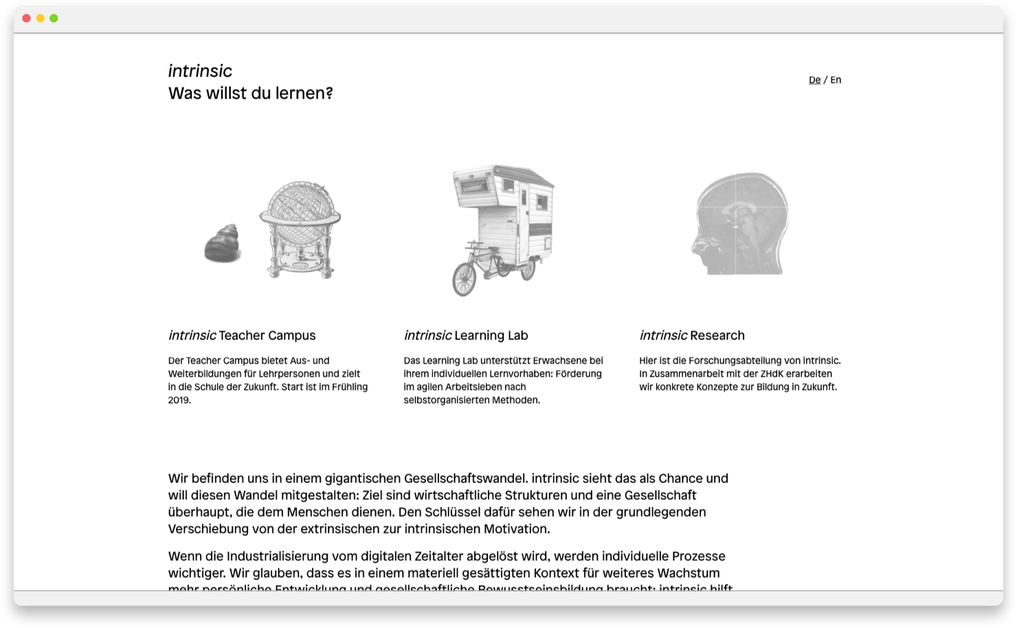 Screenshot der Webseite, die Lucid für intrinsic gestaltete.